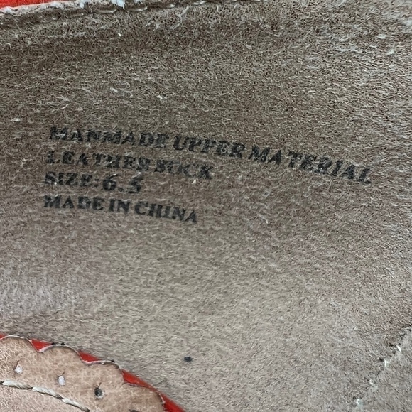 Restricted Orange Striped Leather Pointed Toe Flats Size 6.5 Women's - Picture 2 of 8